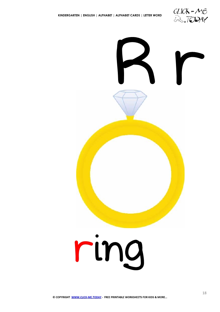 ENGLISH ALPHABET CARDS LETTER WORD R